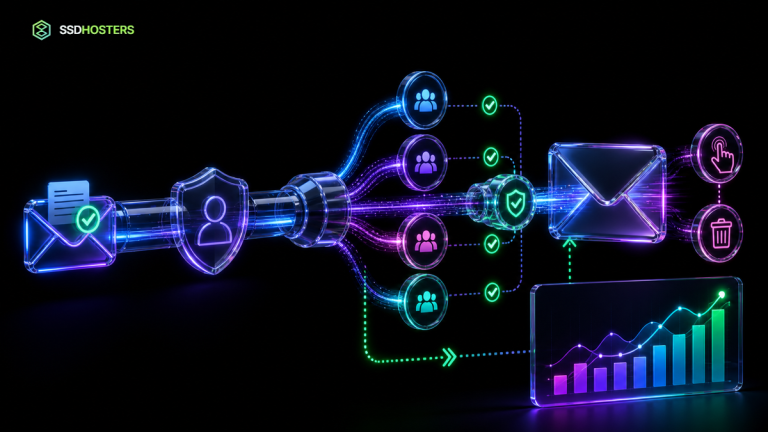 Stratégie email marketing néon avec consentement, segmentation, authentification et mesure