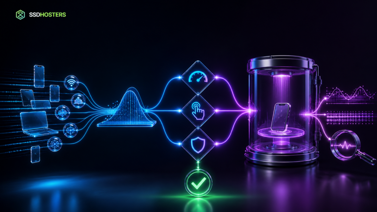 Mesurer la performance WordPress — mesure de performance WordPress néon comparant données réelles de terrain et test contrôlé en laboratoire