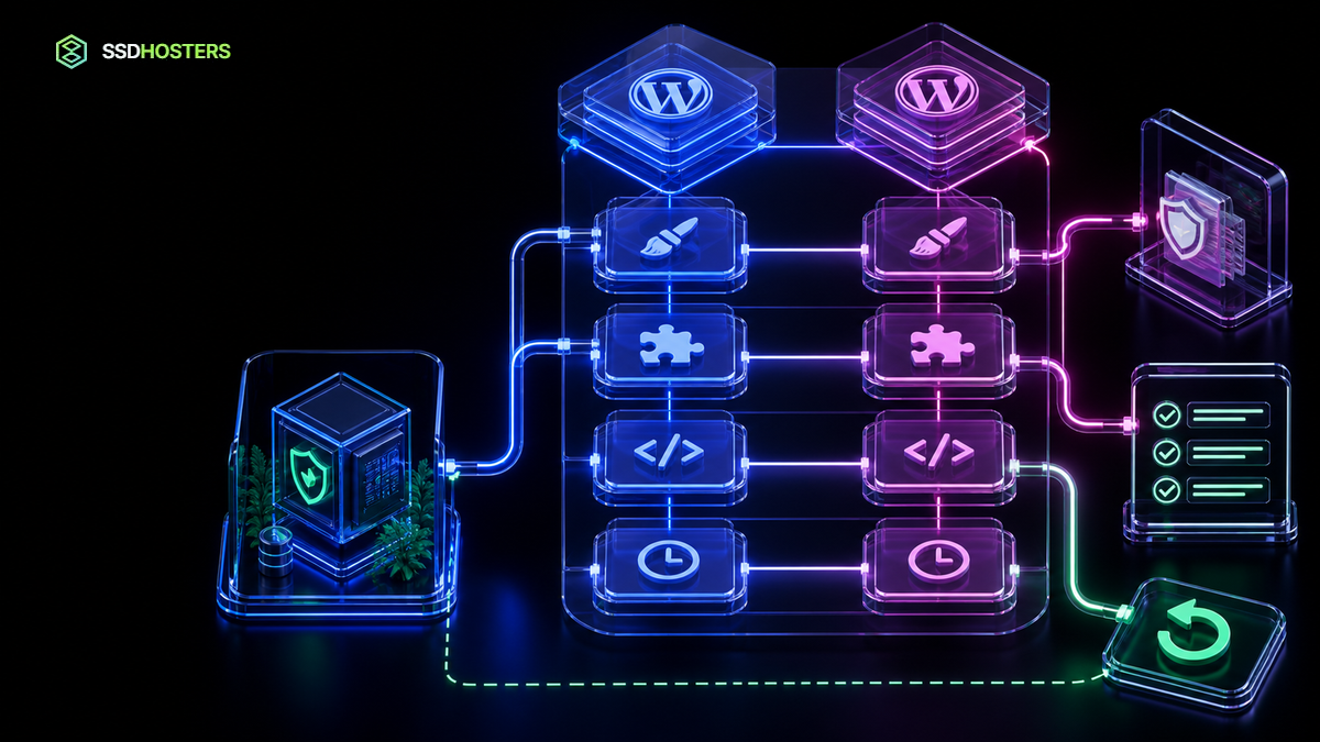 Compatibilité PHP WordPress néon avec matrice de versions, staging, tests et rollback