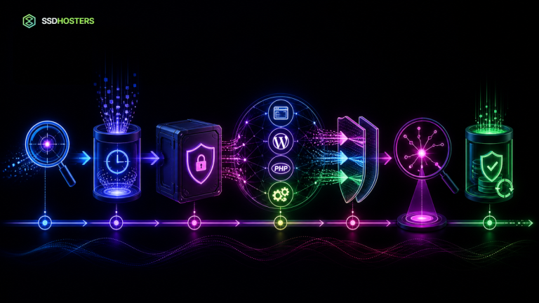 Logs WordPress diagnostic — journaux WordPress néon avec collecte limitée, corrélation, masquage des données et expiration