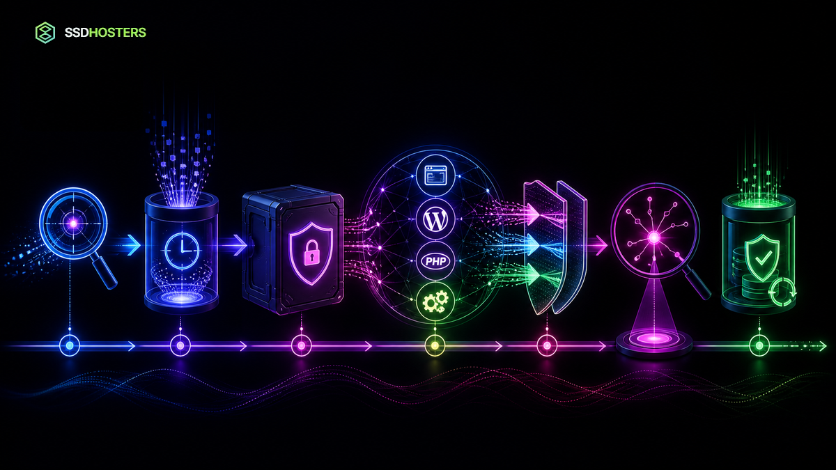 Logs WordPress diagnostic — journaux WordPress néon avec collecte limitée, corrélation, masquage des données et expiration